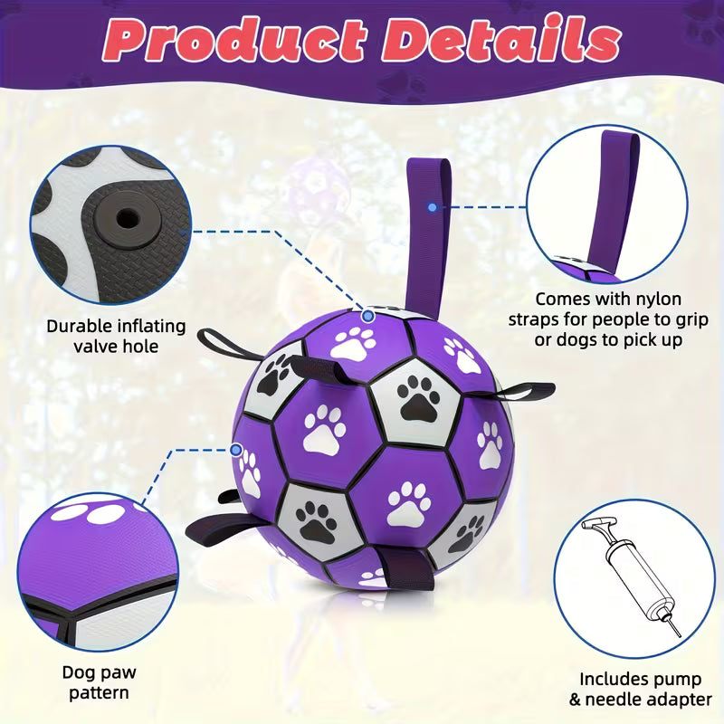 Interactive Pet Soccer Ball Tug of War Toy with Handle