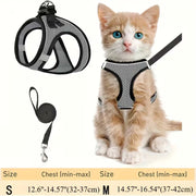 Escape-Proof Adjustable Reflective Mesh Pet Harness Set