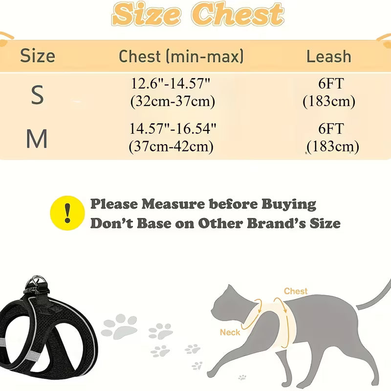 Escape-Proof Adjustable Reflective Mesh Pet Harness Set