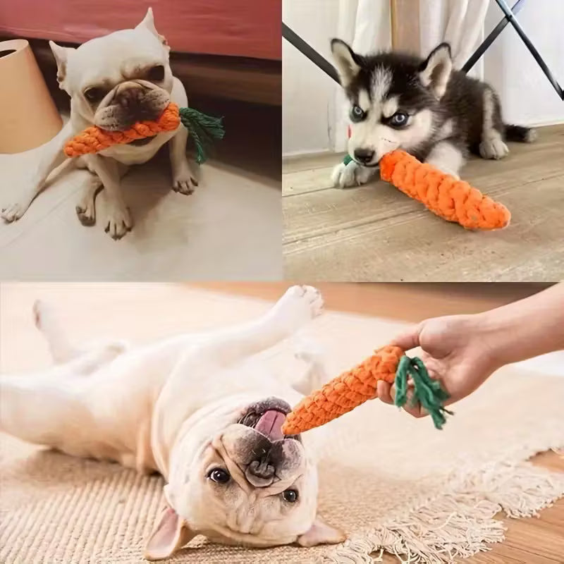 Bite-Resistant Carrot Rope Knot Chew Toy for Pets