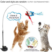 Cat Wand Toy Set with Feather Bird and Bell