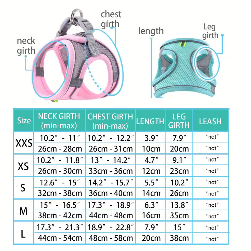 Escape-Proof Soft Breathable Reflective Mesh Pet Harness