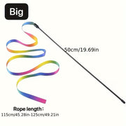 Double-Sided Rainbow Ribbon Wand Cat Toy