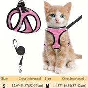 Escape-Proof Adjustable Reflective Mesh Pet Harness Set