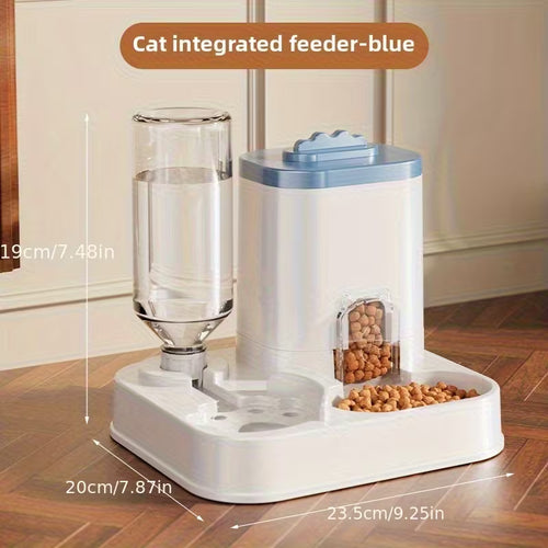 Automatic Pet Water Fountain with Built-In Food Bowl
