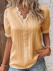 🛒49%OFF🔥V Neck Plain Lace Elegant Shirt（Buy 2 Free Shipping）