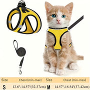 Escape-Proof Adjustable Reflective Mesh Pet Harness Set