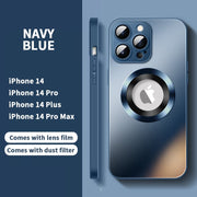 Magnetic AG Glass Frosted Case With Camera Lens Protector For iPhone 14 13