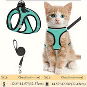 Escape-Proof Adjustable Reflective Mesh Pet Harness Set
