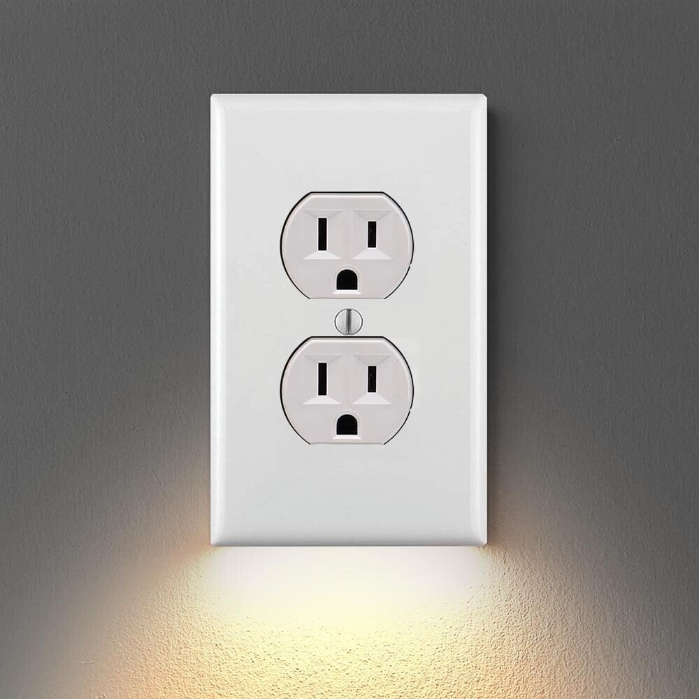 Outlet Wall Plate With Night Lights-No Batteries or Wires