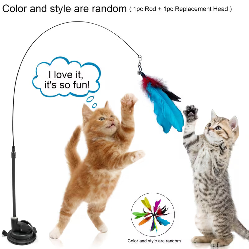 Cat Wand Toy Set with Feather Bird and Bell