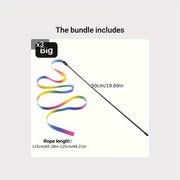 Double-Sided Rainbow Ribbon Wand Cat Toy