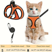 Escape-Proof Adjustable Reflective Mesh Pet Harness Set