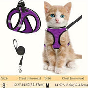 Escape-Proof Adjustable Reflective Mesh Pet Harness Set