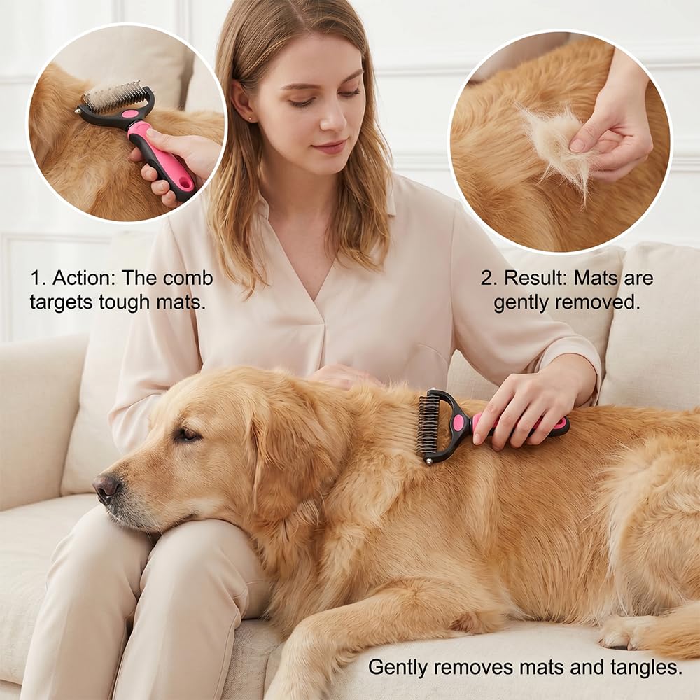 Dematting Comb Undercoat Rake Deshedding Brush for Pets